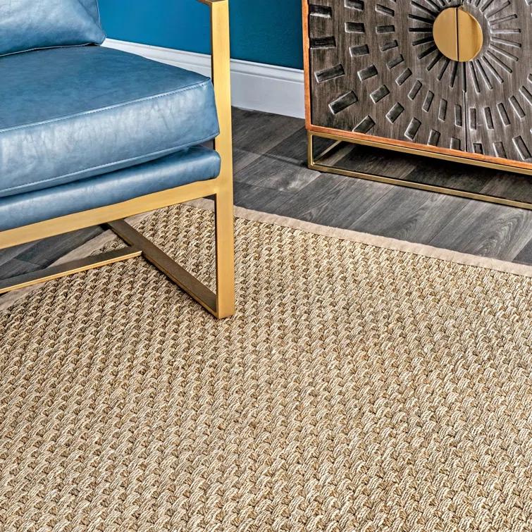Elidge Checkered Weave Seagrass Indoor/Outdoor Natural Rug