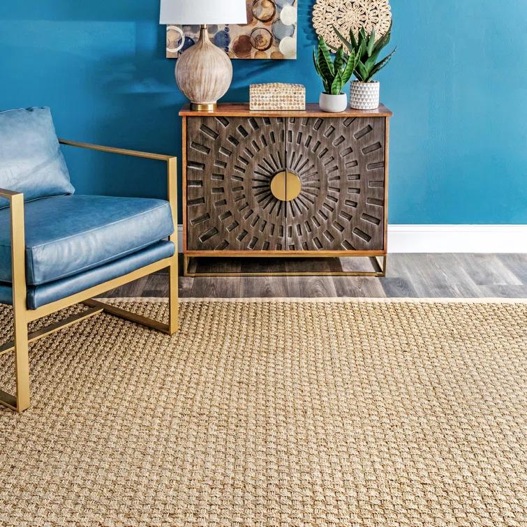 Elidge Checkered Weave Seagrass Indoor/Outdoor Natural Rug