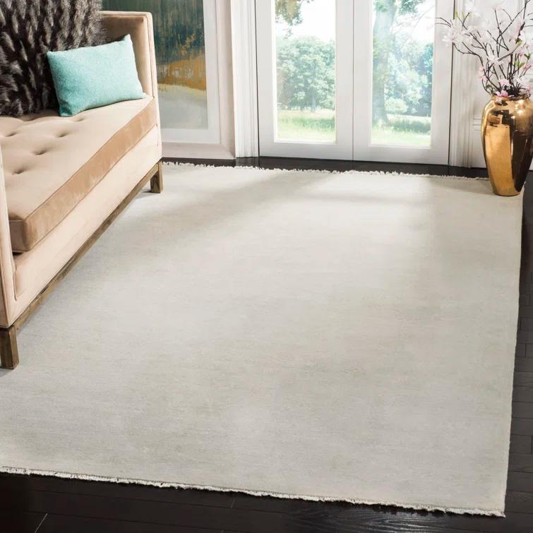 Hand-Knotted Light Blue Wool 6' x 9' Rectangular Rug