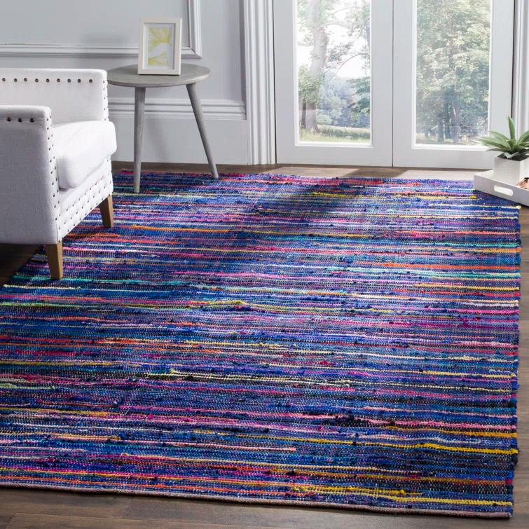 Fales Rag Rug Hand Woven Cotton Striped Rug