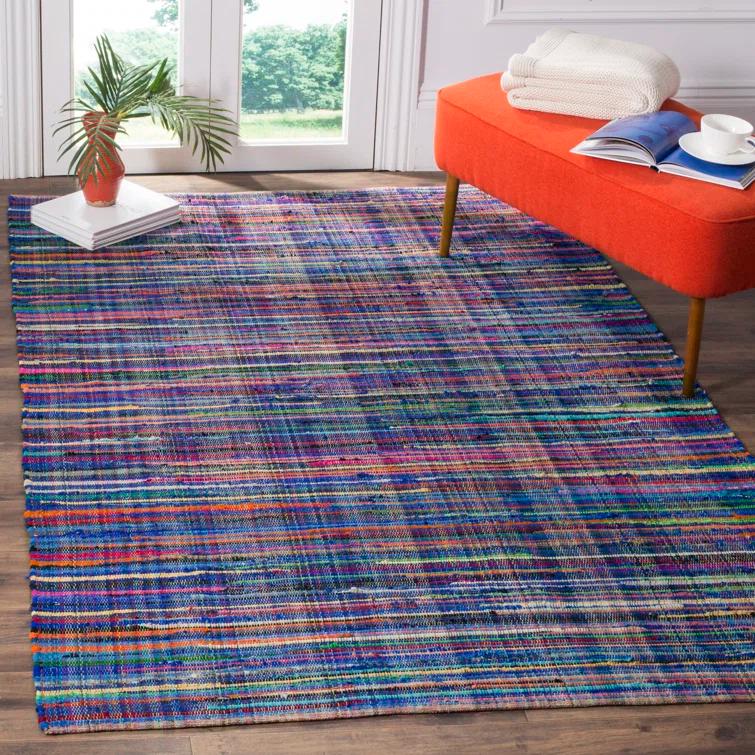 Fales Rag Rug Hand Woven Cotton Striped Rug