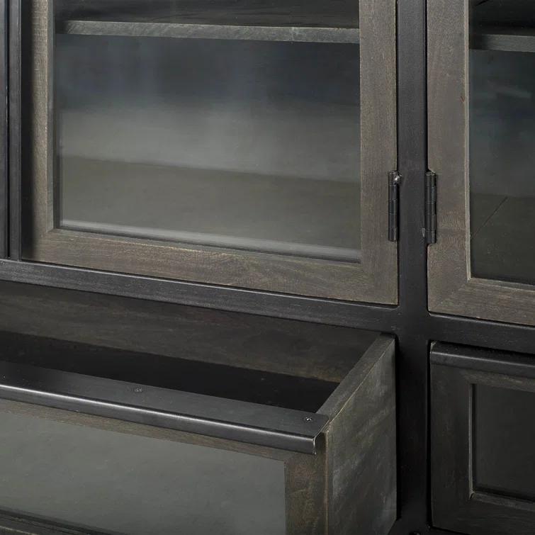 Fuanai Antique-Style Metal and Wood 4-Door Sideboard