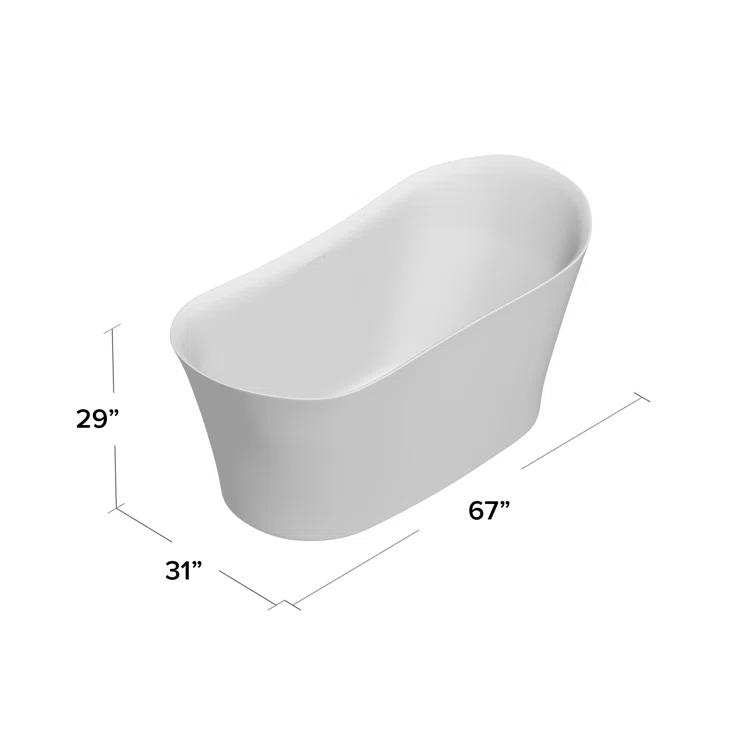 67" x 31" Freestanding Soaking Bathtub