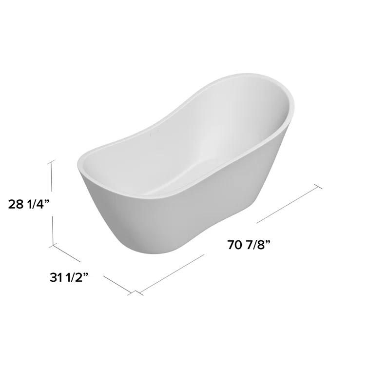 Ophelia 71" x 32'' Freestanding Soaking Acrylic Bathtub
