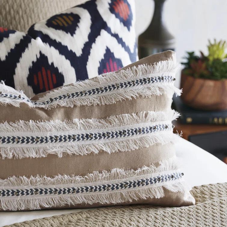 Eastern Accents Naya Fringed 100% Linen Throw Pillow