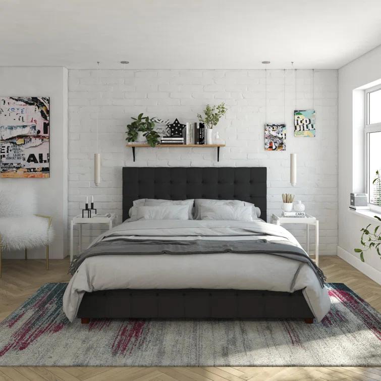 Elizabeth Tufted Upholstered Low Profile Storage Platform Bed