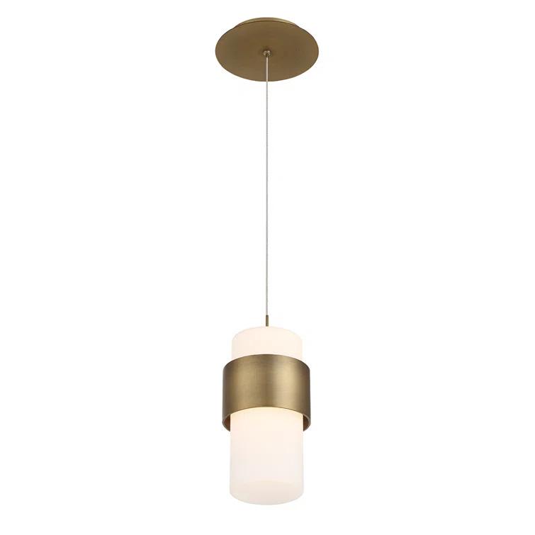 WAC Lighting Banded 9" LED 3000K Mid-Century Aluminum Pendant in Aged Brass