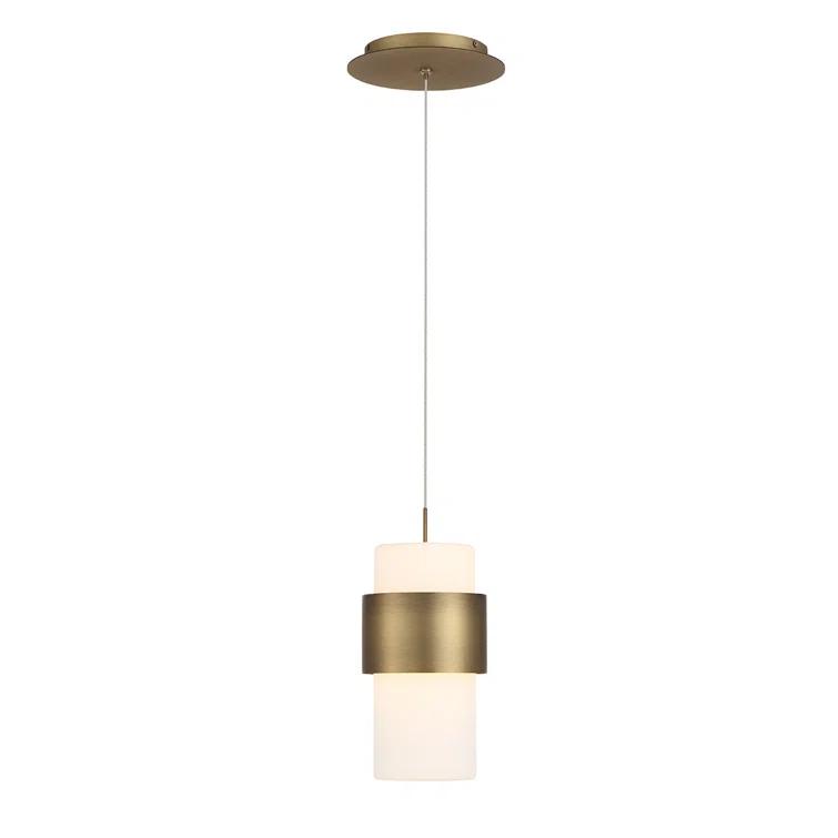 WAC Lighting Banded 9" LED 3000K Mid-Century Aluminum Pendant in Aged Brass