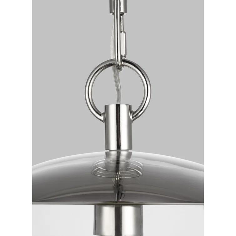 Polished Nickel 16" Globe Pendant Light with Clear Glass Shade