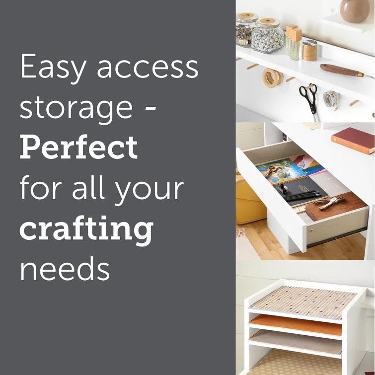 Crea Craft Table with Hutch Pure White