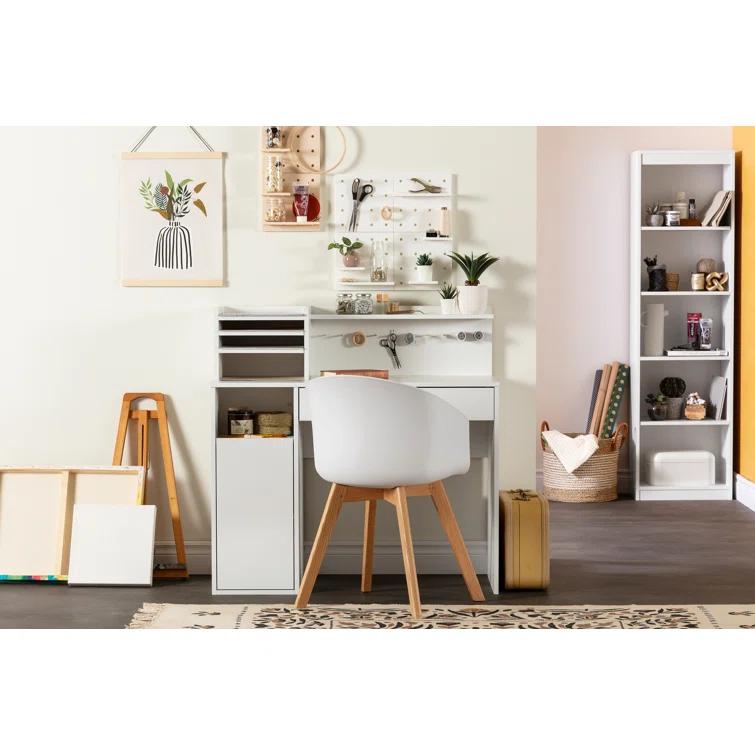Crea Craft Table with Hutch Pure White