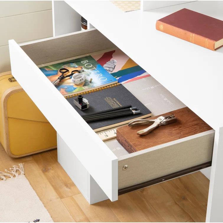 Crea Craft Table with Hutch Pure White