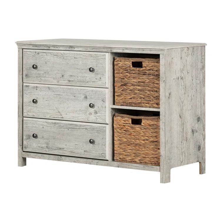 Cotton Candy 3-Drawer Dresser with Storage Baskets