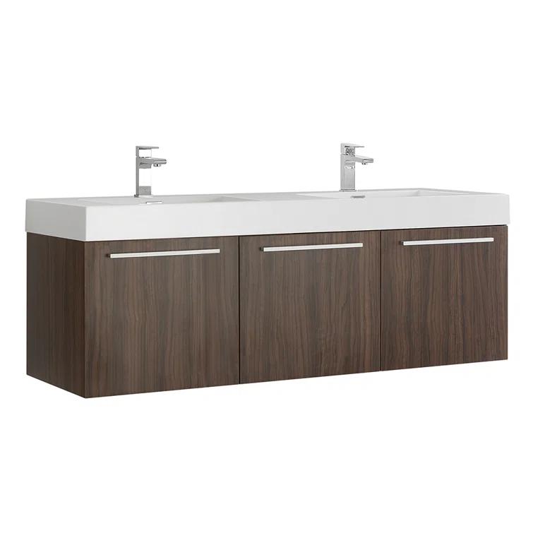 Vista 60'' Wall Mounted Modern Double Bathroom Vanity with Acrylic Vanity Top