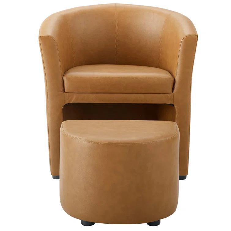 Modway Divulge Modern Leatherette Armchair and Ottoman