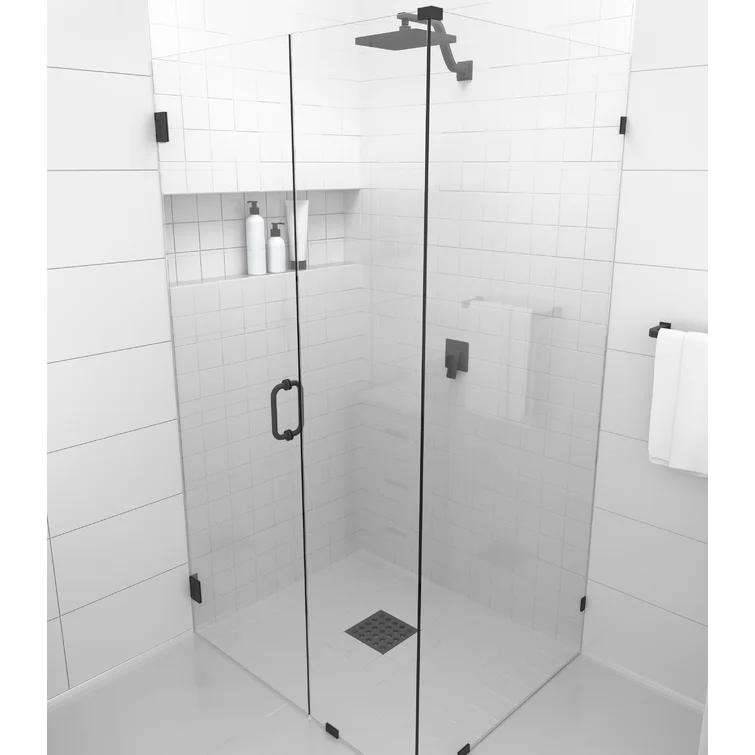 Illume 58 in. x 38 in. x 78 in. 90-degree Fully Frameless Wall Hinged Glass Shower Enclosure