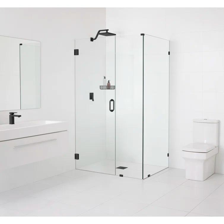 Illume 58 in. x 38 in. x 78 in. 90-degree Fully Frameless Wall Hinged Glass Shower Enclosure