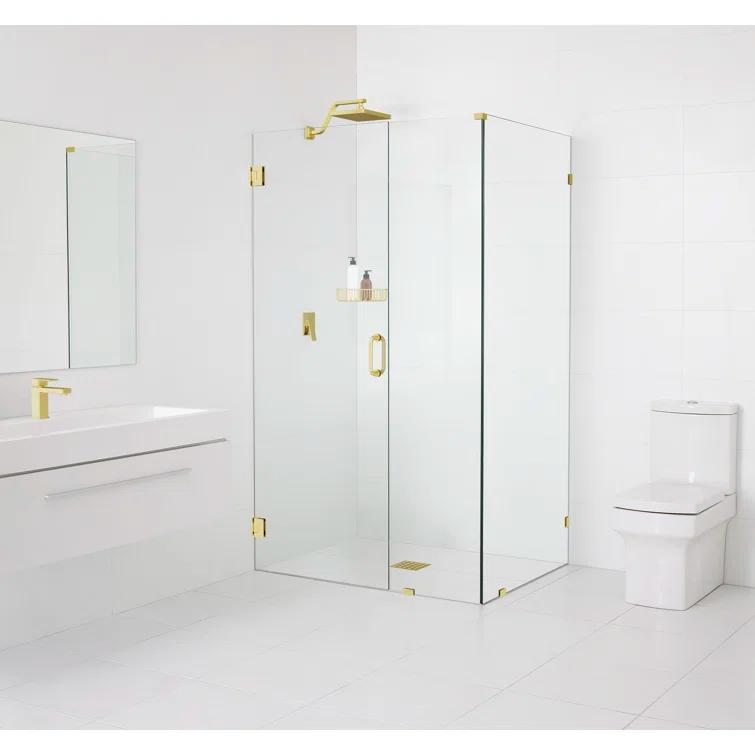 Glass Warehouse Illume 37 in. x 43.5 in. x 78 in. 90-degree Fully Frameless Wall Hinged Glass Shower Enclosure 90-WH-37-43.5-PB