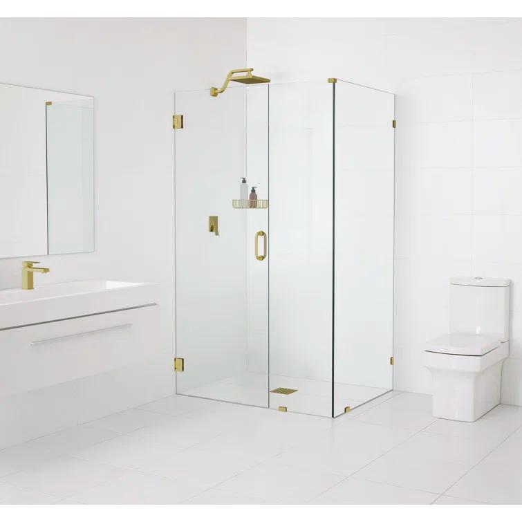 Illume 59 in. x 37 in. x 78 in. 90-degree Fully Frameless Wall Hinged Glass Shower Enclosure