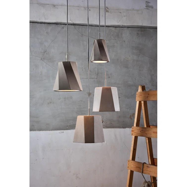 Gray Concrete Mini Pendant Light with Chrome Accents