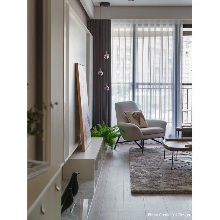 Black Glass LED Globe Pendant Light Trio