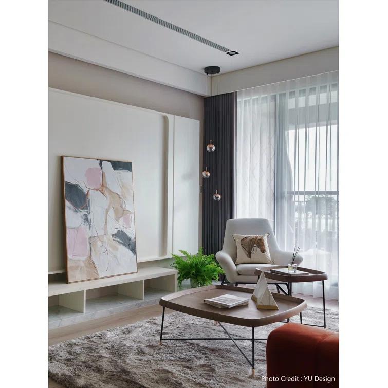 Black Glass LED Globe Pendant Light Trio