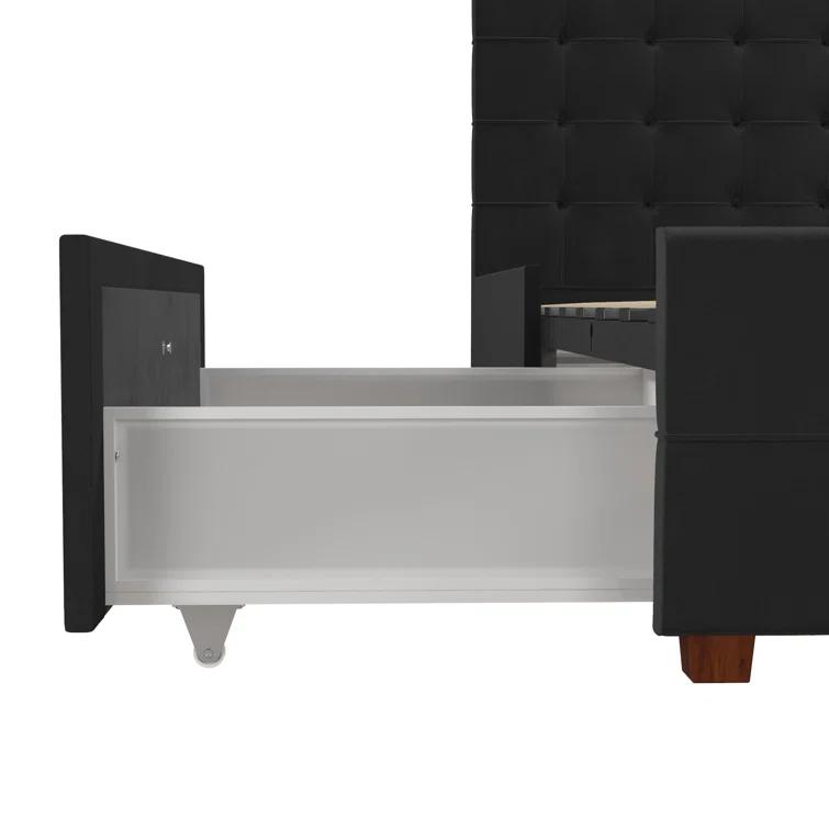 Elizabeth Tufted Upholstered Low Profile Storage Platform Bed