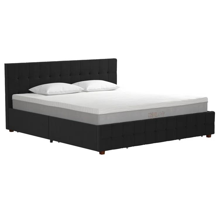 Elizabeth Tufted Upholstered Low Profile Storage Platform Bed