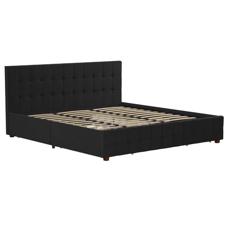 Elizabeth Tufted Upholstered Low Profile Storage Platform Bed