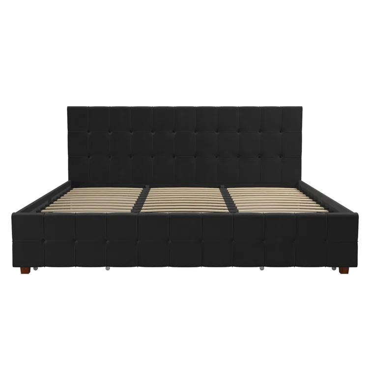 Elizabeth Tufted Upholstered Low Profile Storage Platform Bed