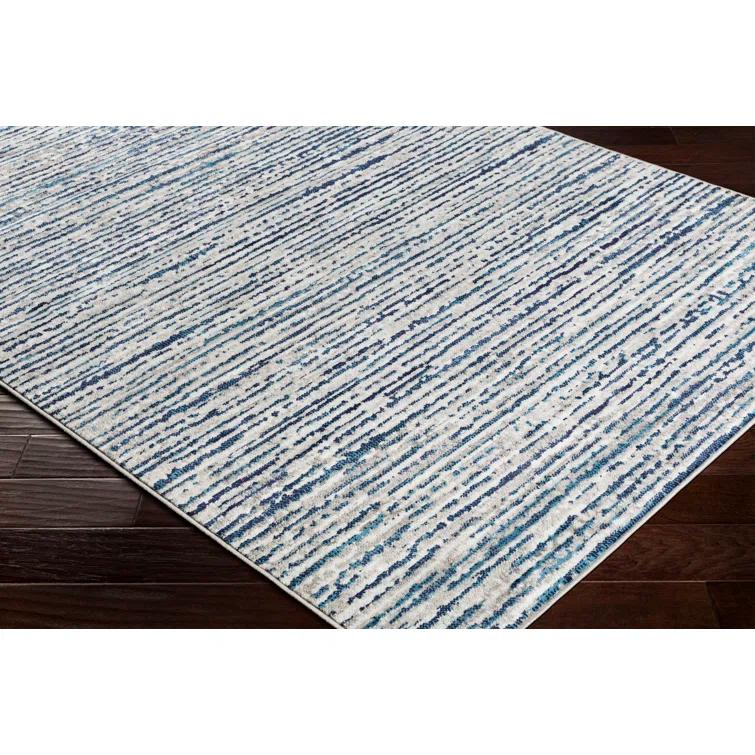 Cepeda Machine Woven Striped Navy/Light Gray Area Rug