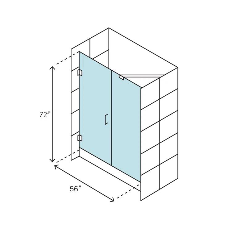 Nautis 56" x 72" Hinged Completely Frameless Shower Door
