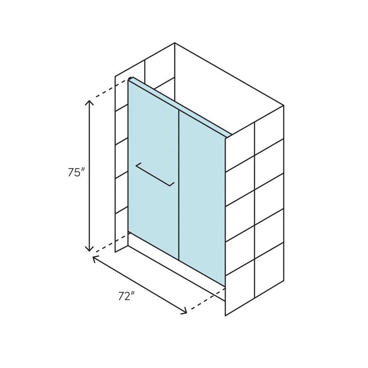 Aston SDR976-SS-72-10 Moselle 75" H Single Sliding Frameless Shower Door