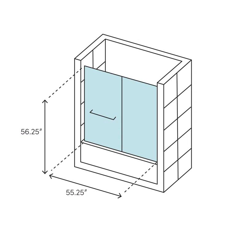 Deluxe 56.25" x 55.25" Bypass Bath Door