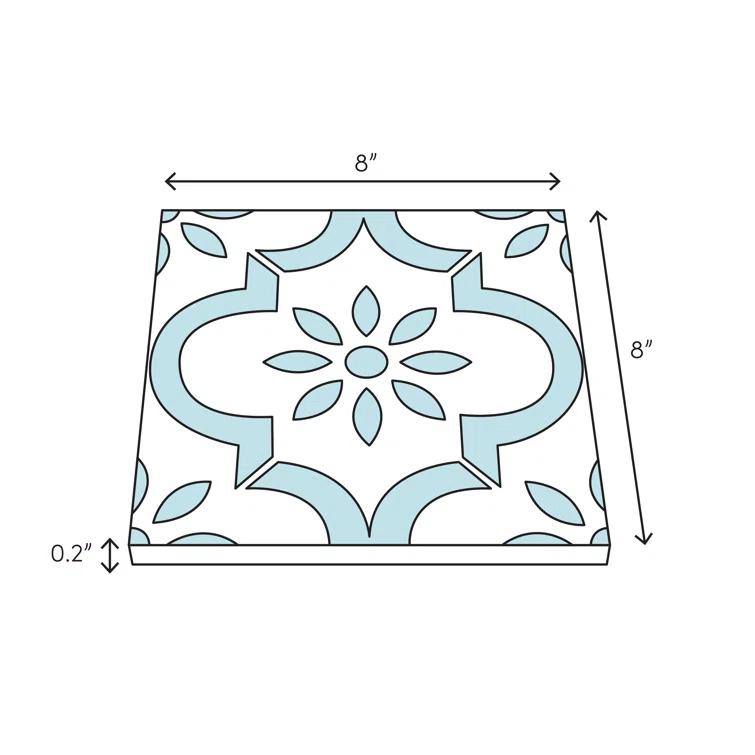 Frosted Elegance 8 in. x 8 in. Diamond Grade Glass Beveled Large Format Square Decorative Kitchen & Bathroom Wall Tile