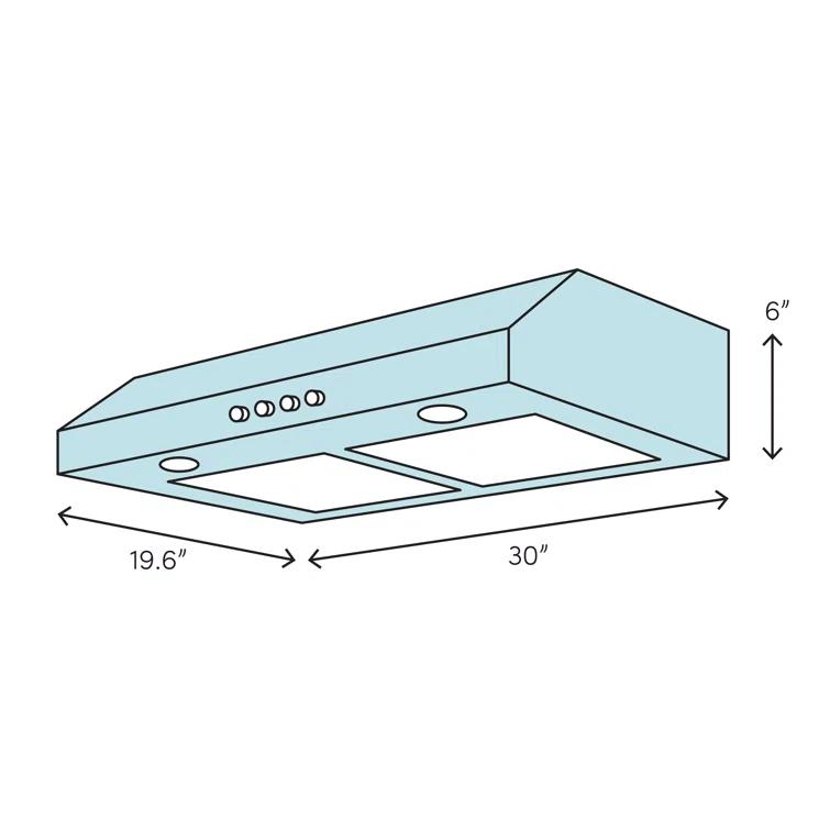 Broan Glacier 30-Inch 300 Max Blower CFM 5 Sones Range Hood