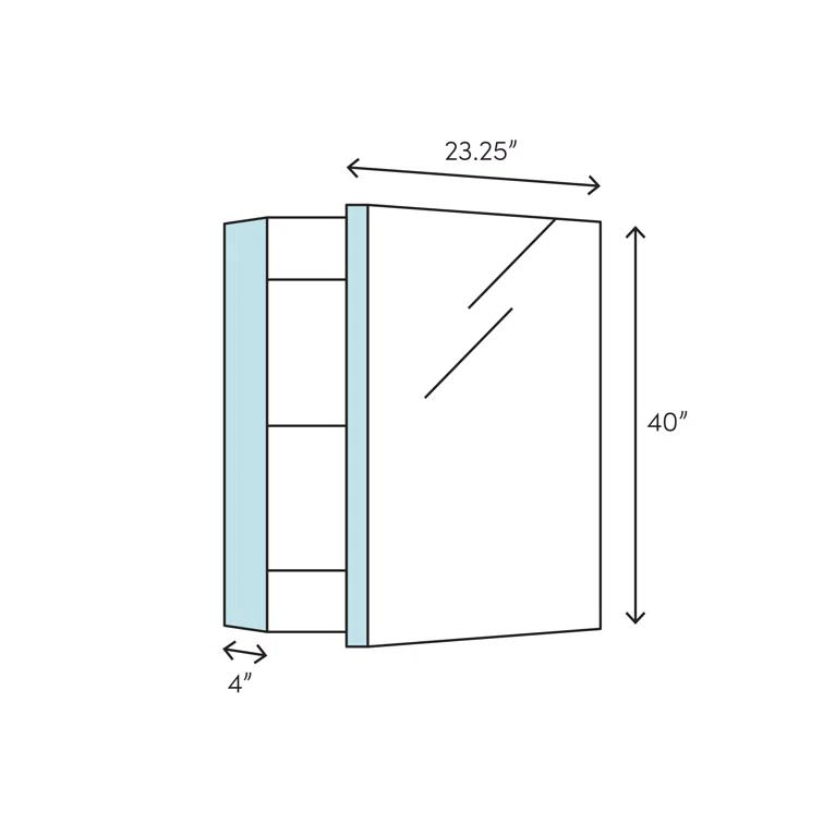 Robern AC2440D4P1L AiO Recessed Frameless Medicine Cabinet with 6 Adjustable Shelves and LED Lighting