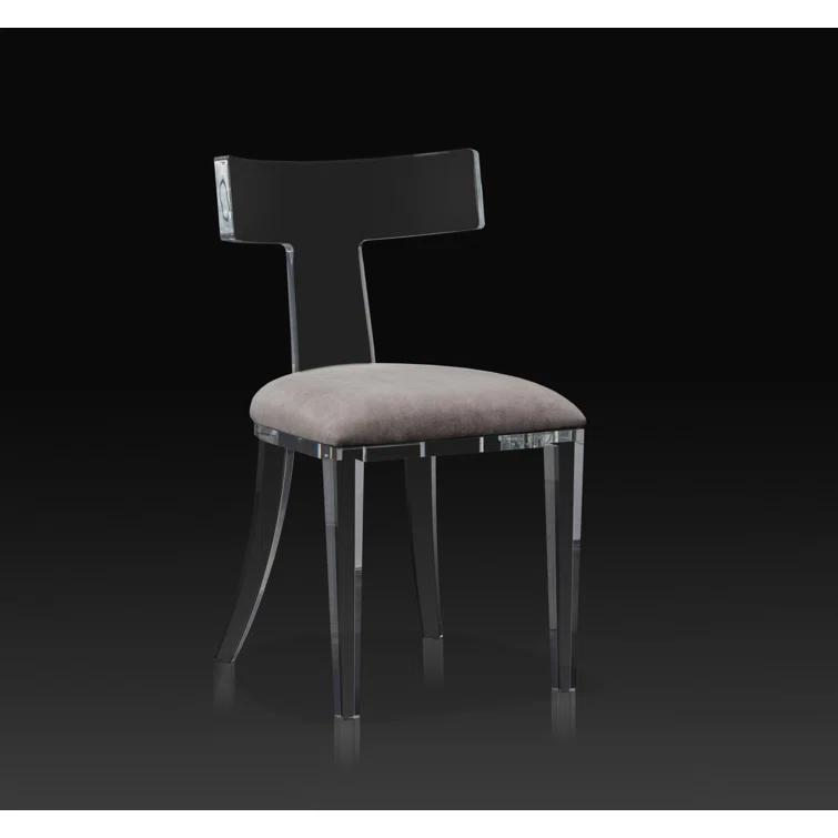 Tristan Velvet Upholstered Wingback Side Chair in Clear