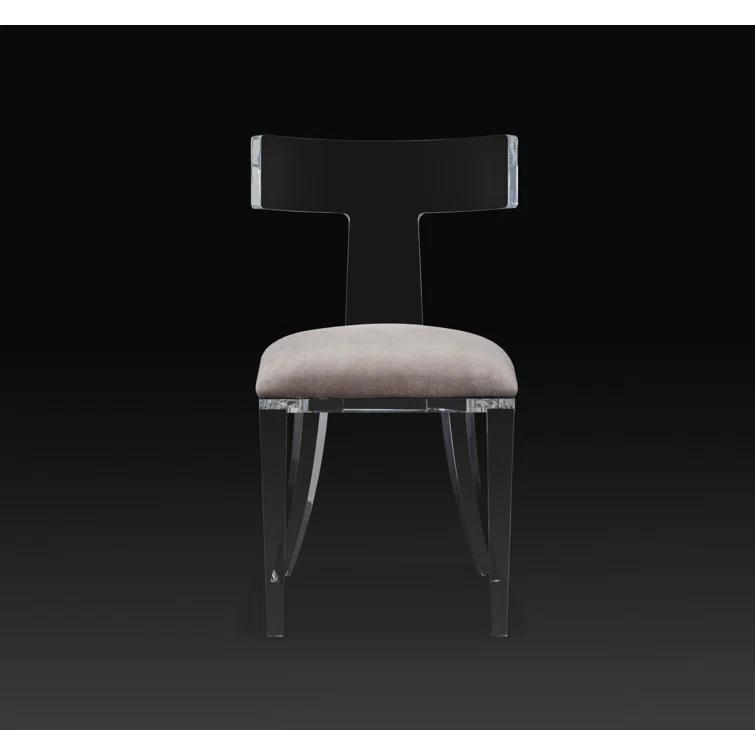 Tristan Velvet Upholstered Wingback Side Chair in Clear