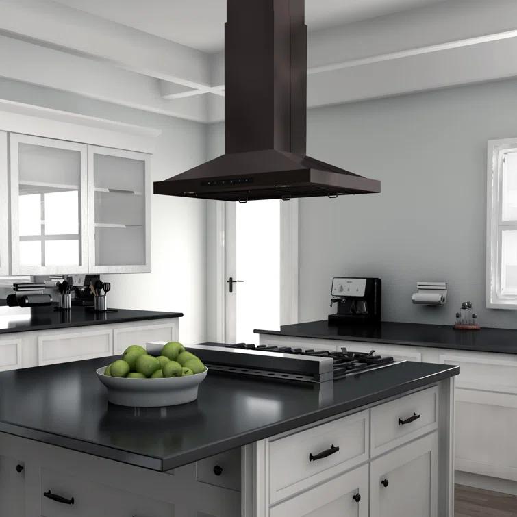 36 in. Convertible Vent Isl& Mount Range Hood in Stainless Steel (GL2i-36)