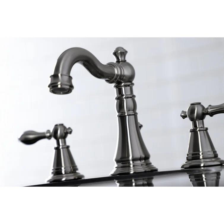 Kingston Brass English Classic Two-Handle 3-Hole Deck Mount Widespread Bathroom Faucet with Pop-Up Drain