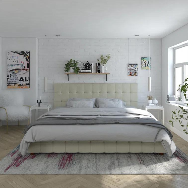 Elizabeth Tufted Upholstered Low Profile Storage Platform Bed