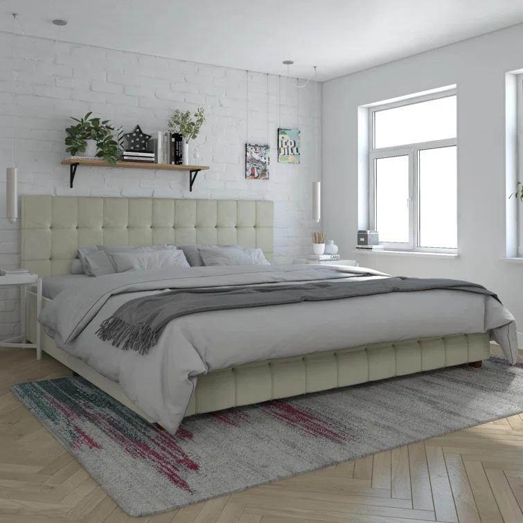 Elizabeth Tufted Upholstered Low Profile Storage Platform Bed