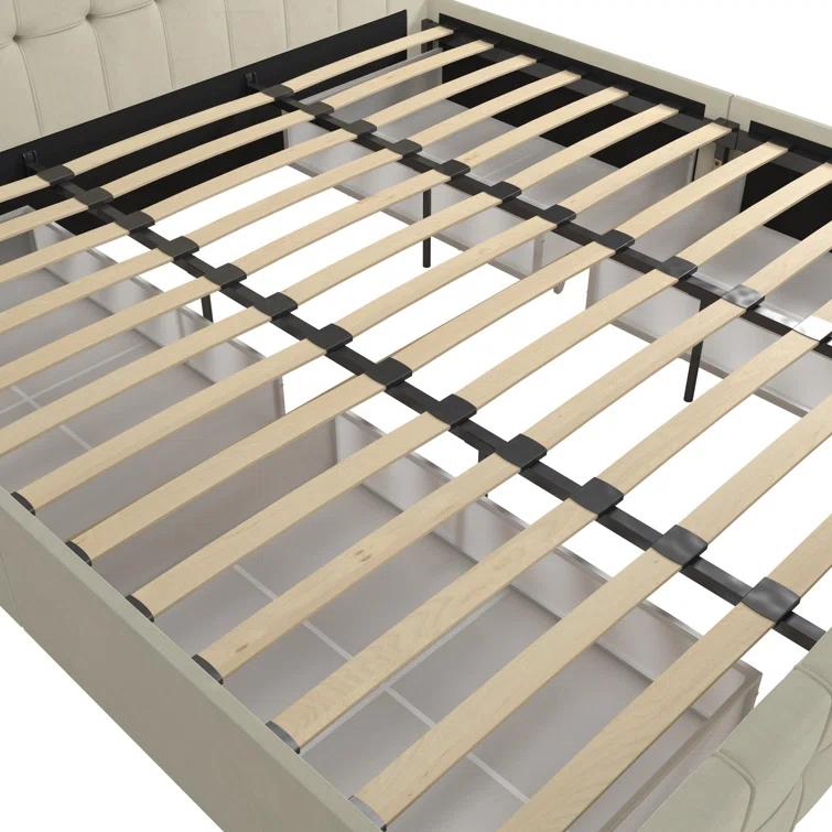 Elizabeth Tufted Upholstered Low Profile Storage Platform Bed