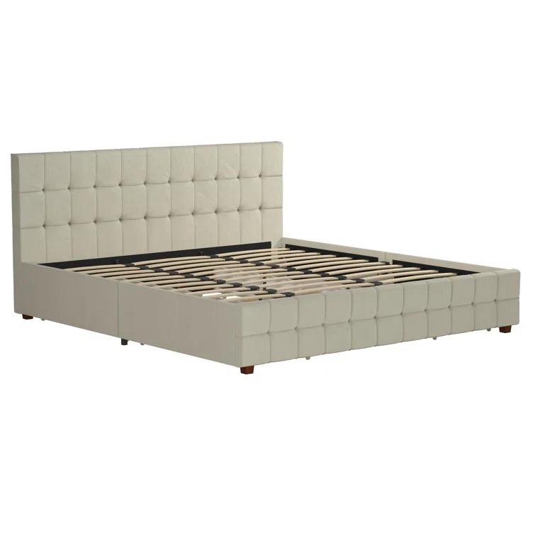 Elizabeth Tufted Upholstered Low Profile Storage Platform Bed