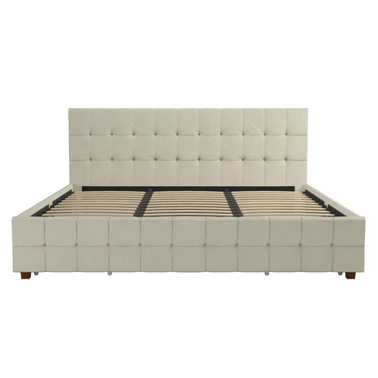 Elizabeth Tufted Upholstered Low Profile Storage Platform Bed