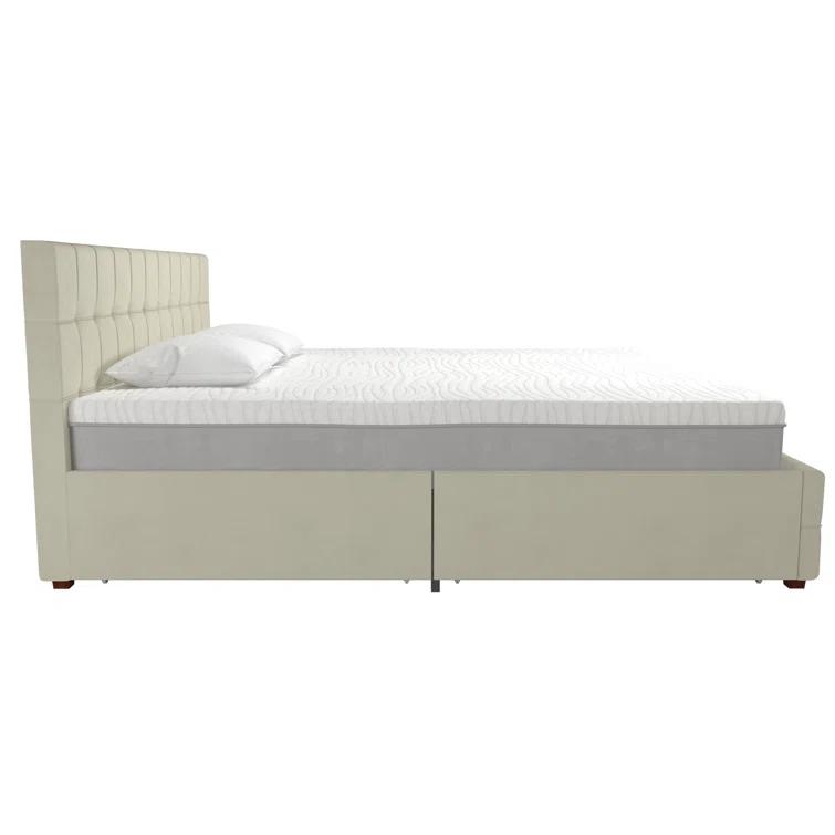 Elizabeth Tufted Upholstered Low Profile Storage Platform Bed