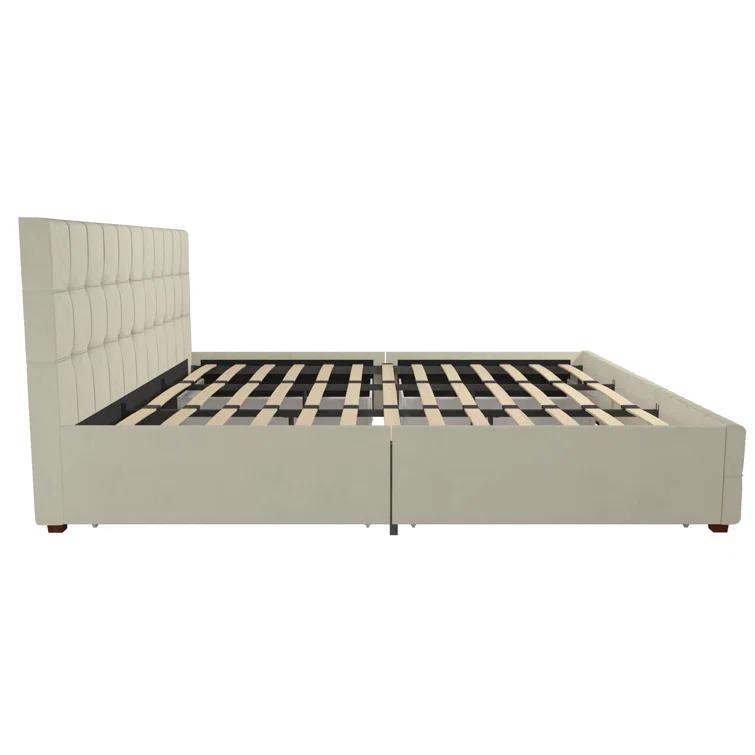 Elizabeth Tufted Upholstered Low Profile Storage Platform Bed
