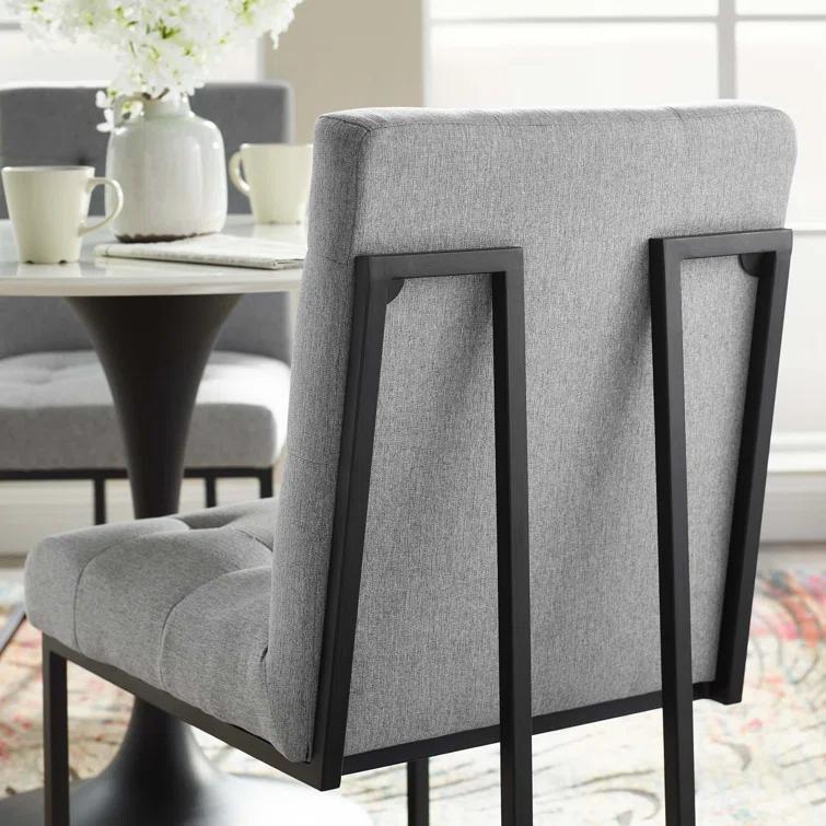 Modway Privy Black Stainless Steel Upholstered Fabric Dining Chair by Modway