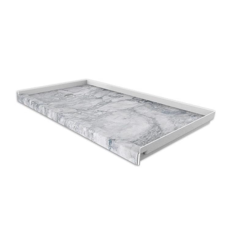 FlexStone 48"L x 34"W Single Threshold Alcove Shower Base with Center Drain